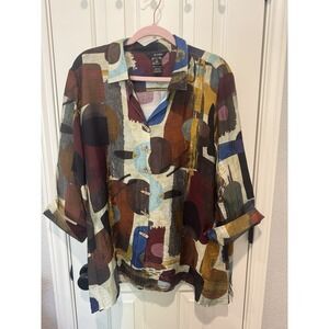 Ali Miles Tunic Top Swing Tent Pockets 1X Abstract Art Teacher Funky
